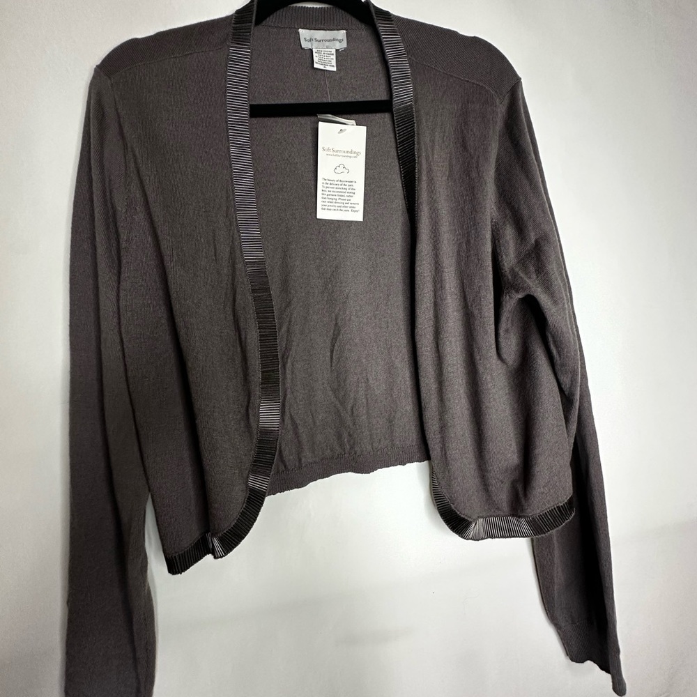 Soft Surroundings Dark Gray Open Cardigan